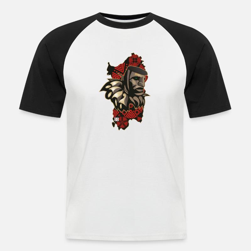 Mamuthone Sardegna - Maglia da baseball a manica corta da uomo - bianco/nero