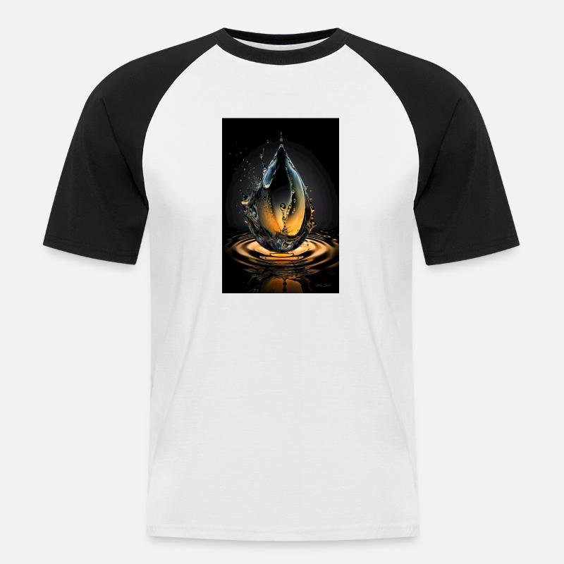 Tropfen plasma 2 - Männer Baseball-T-Shirt - Weiß/Schwarz