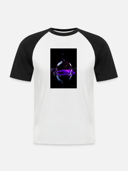 Tropfen lila 5 - Männer Baseball-T-Shirt - Weiß/Schwarz