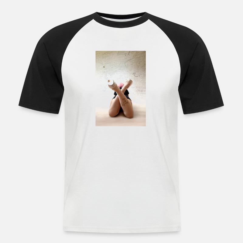 Trau dich - Männer Baseball-T-Shirt - Weiß/Schwarz