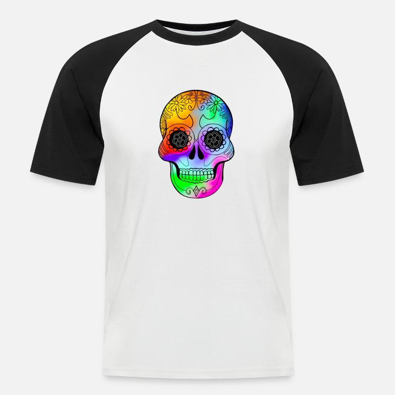 Einheits-Schädel - Männer Baseball-T-Shirt - Weiß/Schwarz