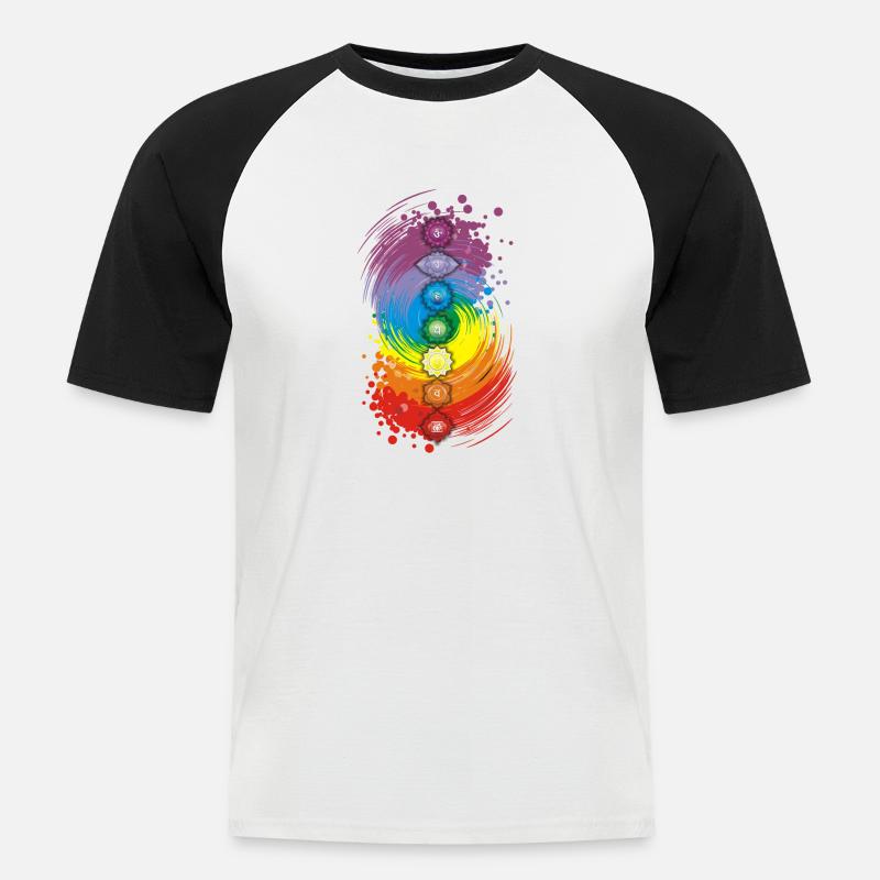 Chakra balance - Maglia da baseball a manica corta da uomo - bianco/nero