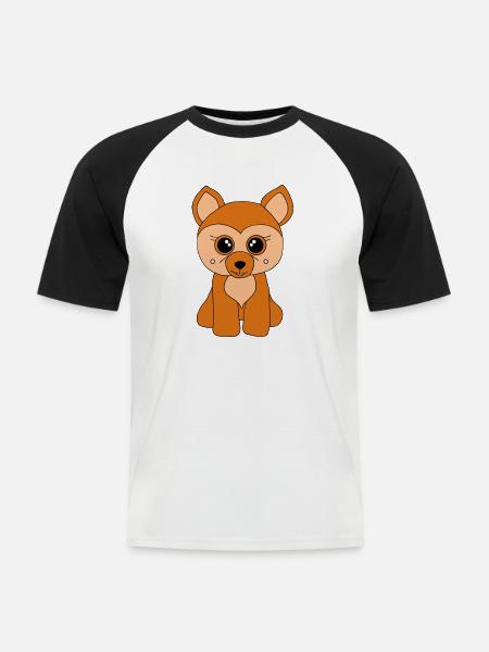 Kleiner süßer Fuchs - Männer Baseball-T-Shirt - Weiß/Schwarz