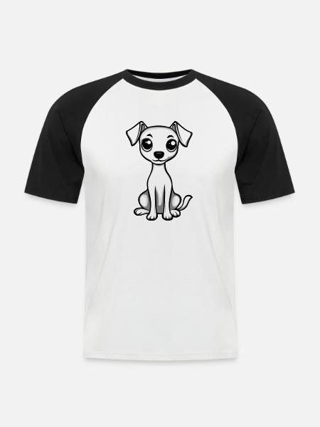 Whippet Hund Comic Niedlich - Männer Baseball-T-Shirt - Weiß/Schwarz