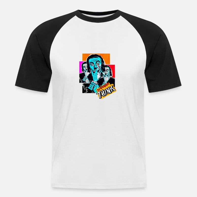 DifferentThinkX - Männer Baseball-T-Shirt - Weiß/Schwarz