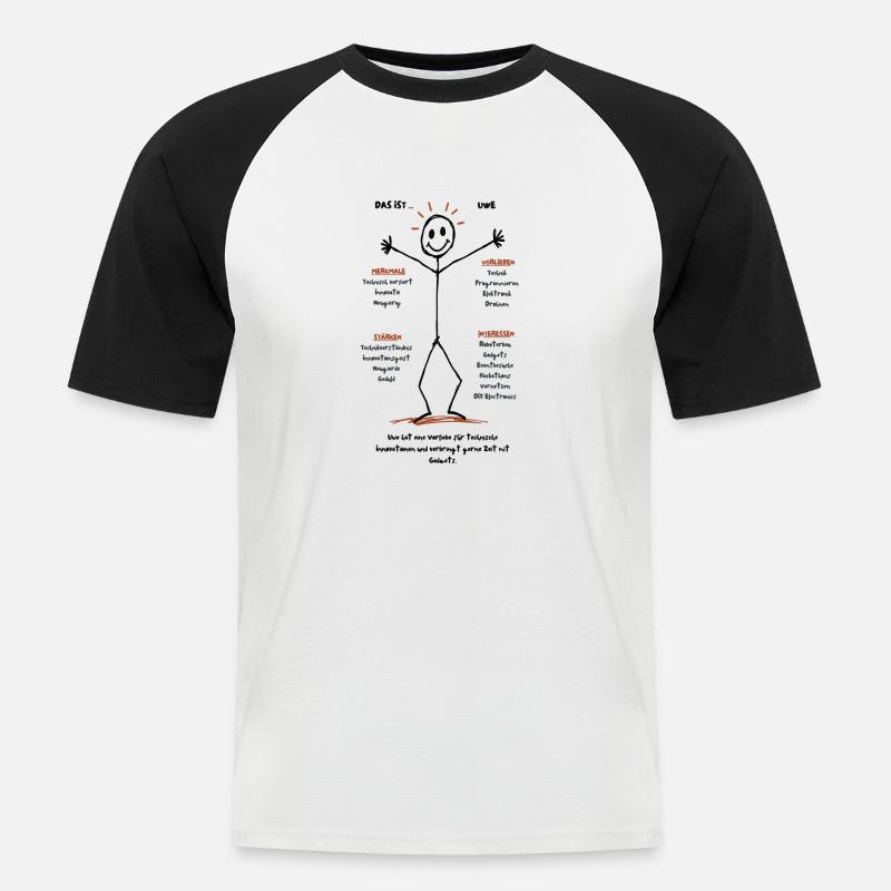 Das ist Uwe Technikenthusiast - Männer Baseball-T-Shirt - Weiß/Schwarz
