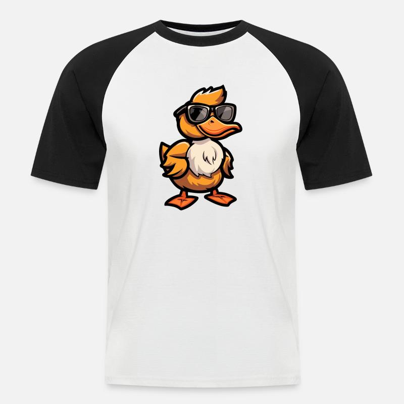Ente Comic Cool - Männer Baseball-T-Shirt - Weiß/Schwarz