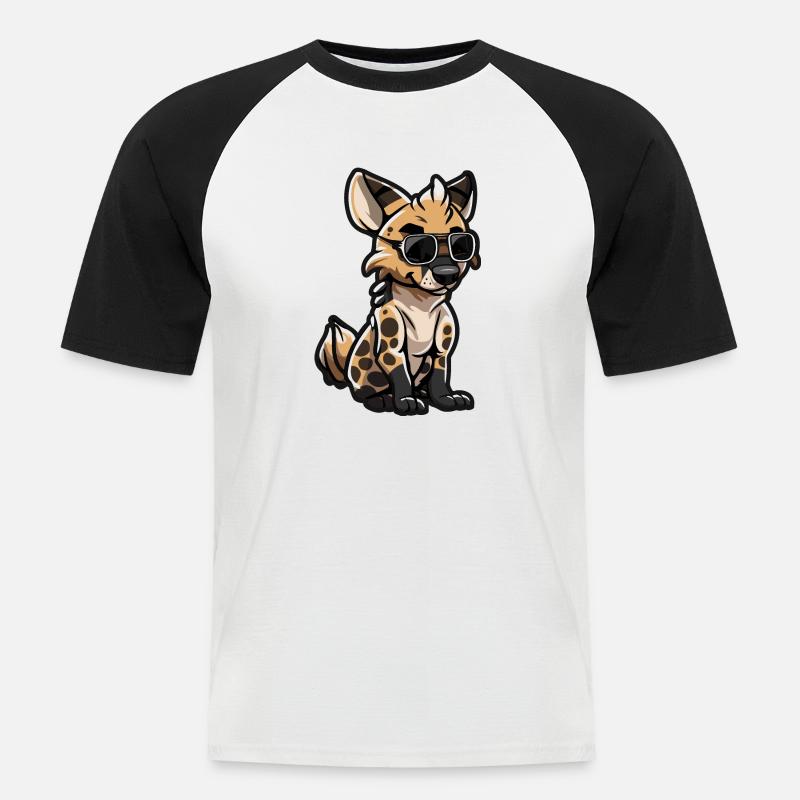 Hyäne Comic Cool - Männer Baseball-T-Shirt - Weiß/Schwarz