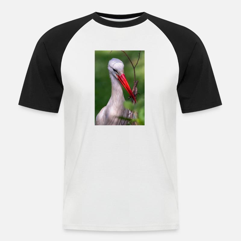 Weißstorch oder Klapperstorch - Männer Baseball-T-Shirt - Weiß/Schwarz