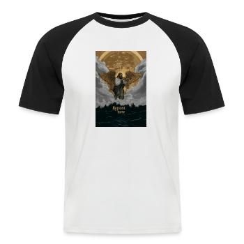 Repent now Christlicher Engel der Apokalypse - Männer Baseball-T-Shirt - Weiß/Schwarz - Vorne - Nik (191cm)