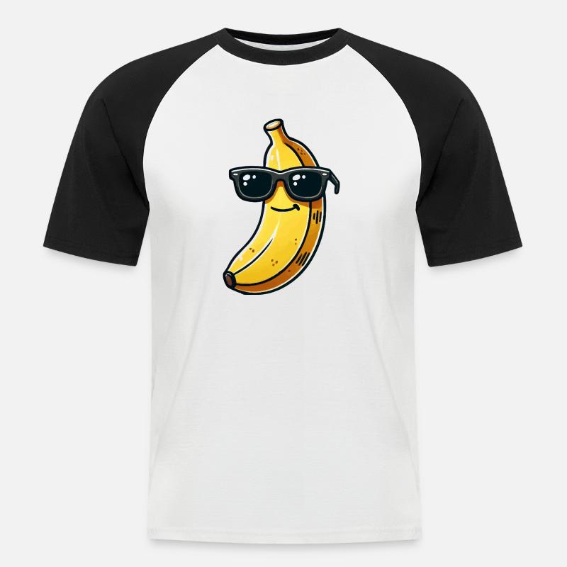 banane sonnenbrille comic - Männer Baseball-T-Shirt - Weiß/Schwarz
