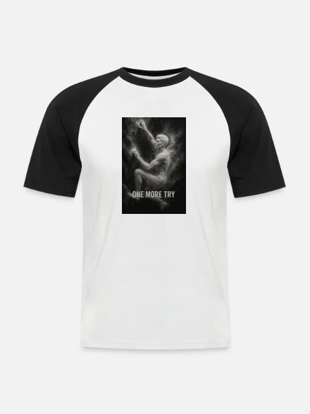 One more try. - Männer Baseball-T-Shirt - Weiß/Schwarz