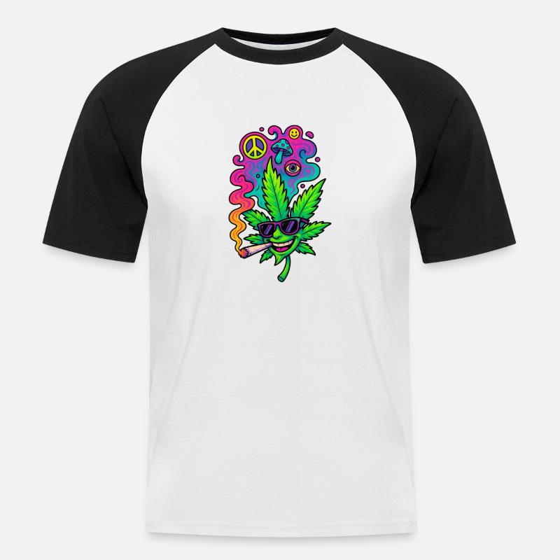 GreenGlow - Männer Baseball-T-Shirt - Weiß/Schwarz
