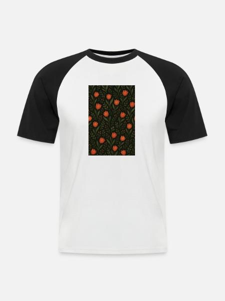 Tulip Pattern - Men's Baseball T-Shirt - white/black