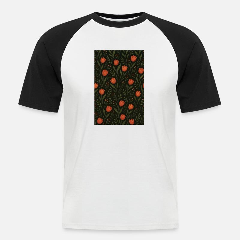 Tulip Pattern - Men's Baseball T-Shirt - white/black