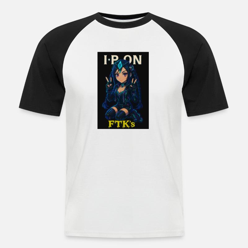 FTK`s V1 - Männer Baseball-T-Shirt - Weiß/Schwarz