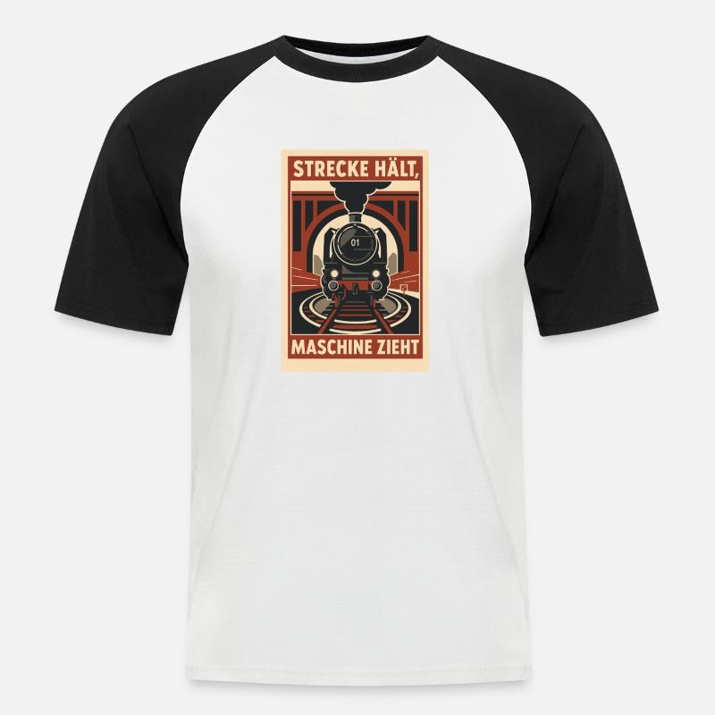 Railway Track Holds Machine Pulls - Men's Baseball T-Shirt - white/black
