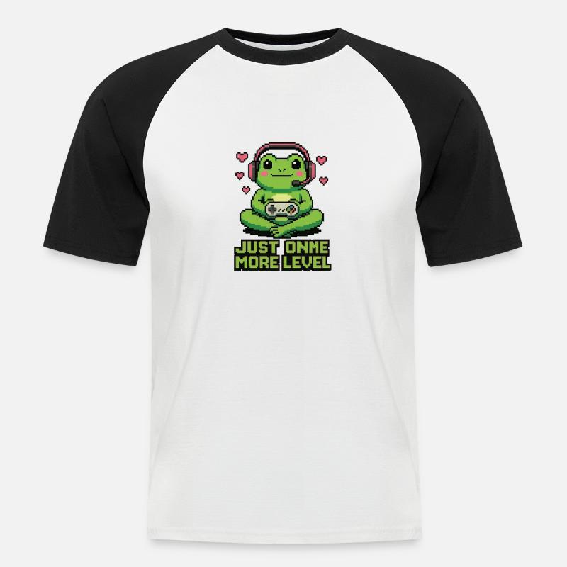 Pixel Frog - Männer Baseball-T-Shirt - Weiß/Schwarz