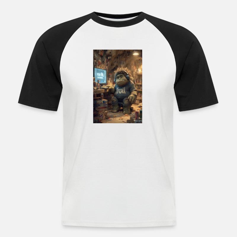 Internet-Troll wird gesperrt - Männer Baseball-T-Shirt - Weiß/Schwarz