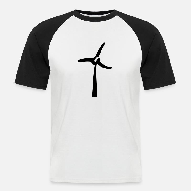 Windmill, éolienne, Windrad - Männer Baseball-T-Shirt - Weiß/Schwarz