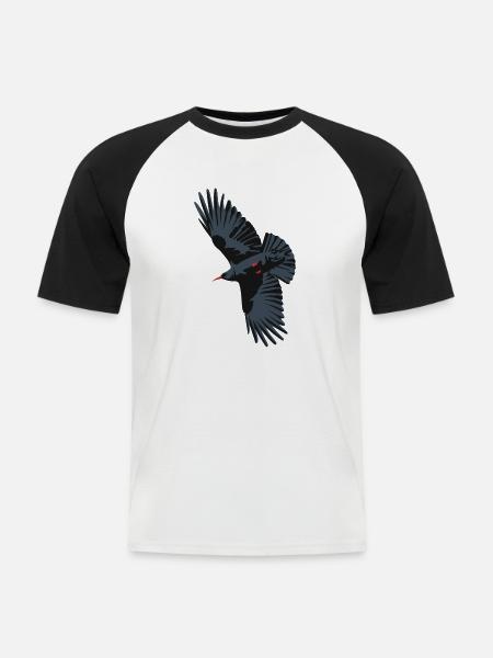 Red Billed Chough 1 - Men's Baseball T-Shirt - white/black