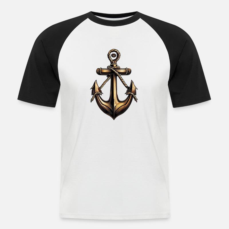 Bronze Anker Motorbootfahrer Segelbootfahrer - Männer Baseball-T-Shirt - Weiß/Schwarz