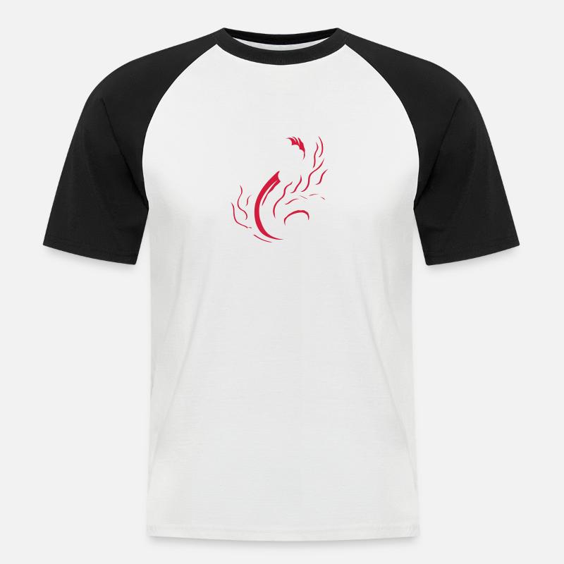 Drache - Männer Baseball-T-Shirt - Weiß/Schwarz