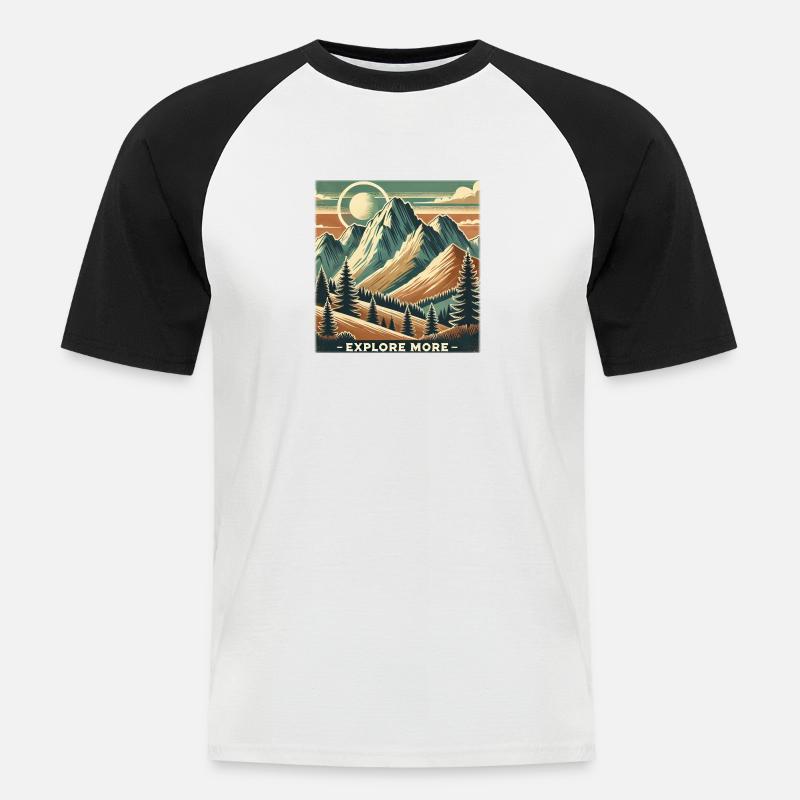 Explore more - Männer Baseball-T-Shirt - Weiß/Schwarz