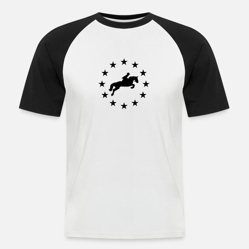 Springen Pferd & Sternen - Männer Baseball-T-Shirt - Weiß/Schwarz