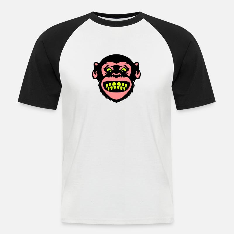 monkey monkey Grimasse 8 - Männer Baseball-T-Shirt - Weiß/Schwarz
