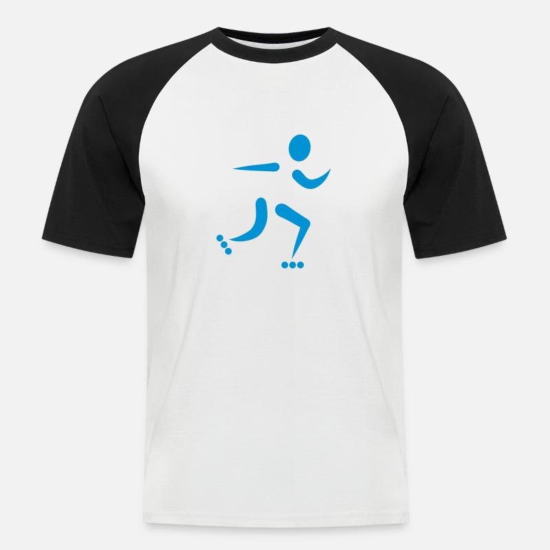 Inline Skating - Männer Baseball-T-Shirt - Weiß/Schwarz