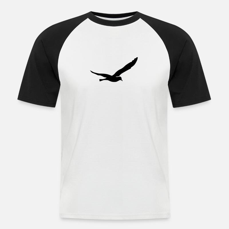 Möwe - Männer Baseball-T-Shirt - Weiß/Schwarz