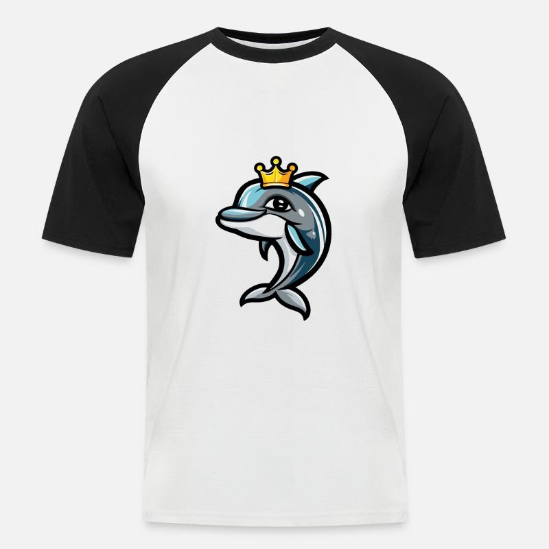 Dolphin Comic Crown - Men's Baseball T-Shirt - white/black