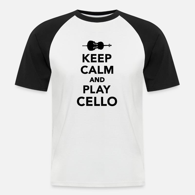 Keep calm and Play Cello - Miesten lyhythihainen baseballpaita - valkoinen/musta