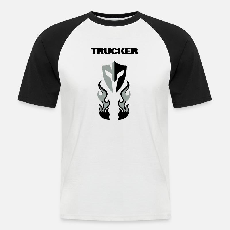 Trucker Brust - Männer Baseball-T-Shirt - Weiß/Schwarz
