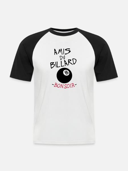 quote vänner godnatt biljard 8 bollsporter humor - Kortärmad basebolltröja herr - vit/svart