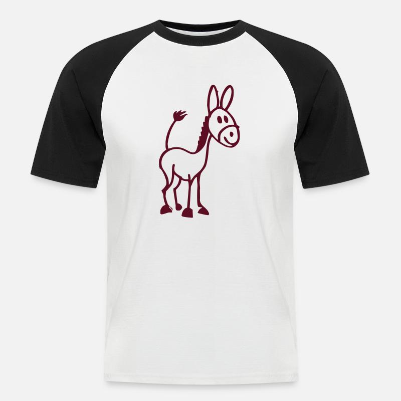 Eselchen - Männer Baseball-T-Shirt - Weiß/Schwarz