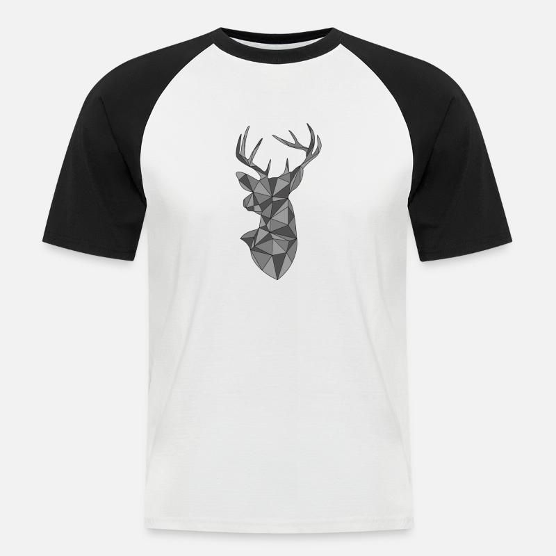 deer geometric shape hirsch geschenkidee - Männer Baseball-T-Shirt - Weiß/Schwarz