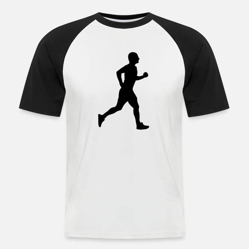laeufer - Männer Baseball-T-Shirt - Weiß/Schwarz
