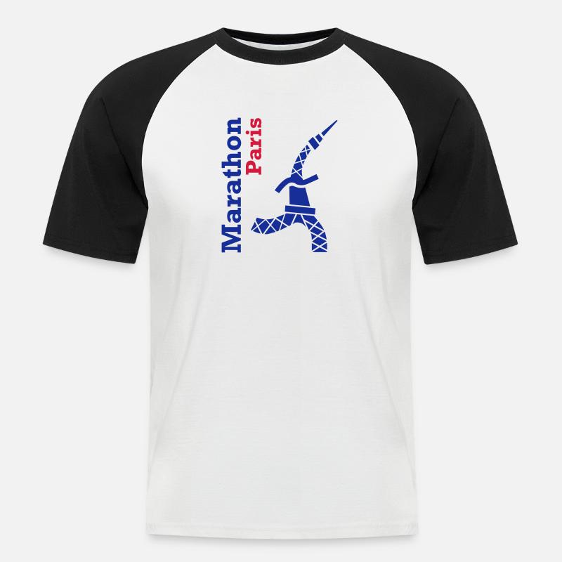 paris_marathon_eiffelturm - Männer Baseball-T-Shirt - Weiß/Schwarz