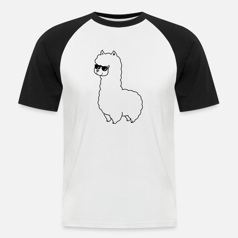 cool_lama_01 - Männer Baseball-T-Shirt - Weiß/Schwarz