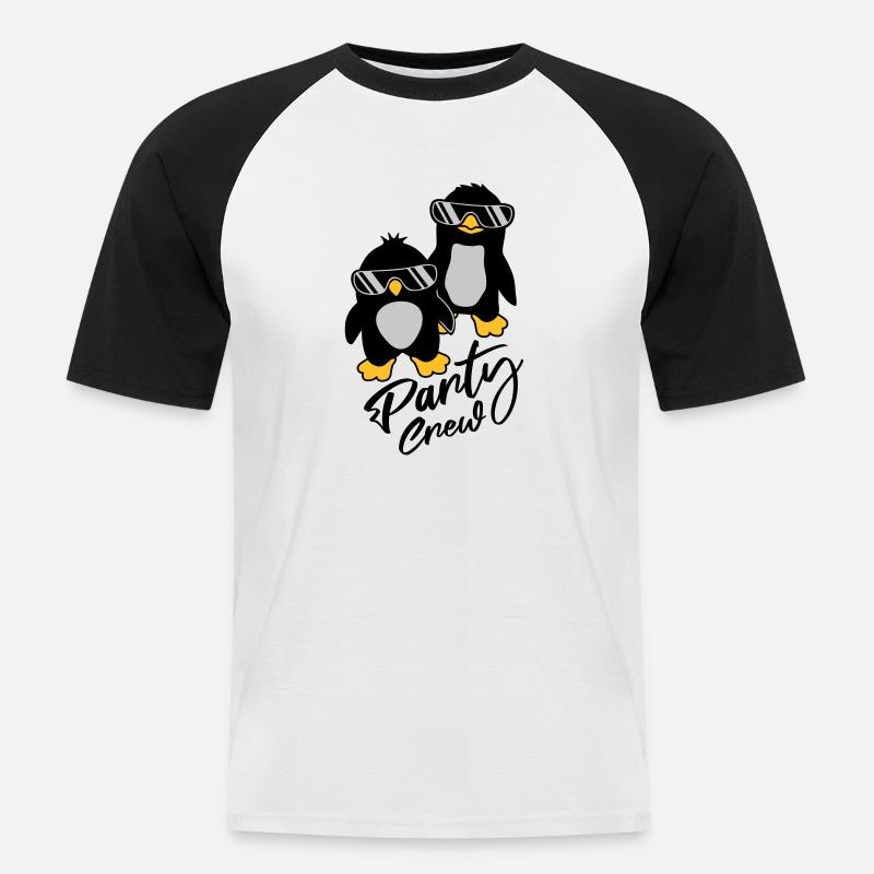 Party Crew Pinguin Freunde - Männer Baseball-T-Shirt - Weiß/Schwarz