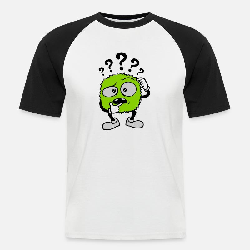 Fragezeichen skeptisches Gesicht Comic - Männer Baseball-T-Shirt - Weiß/Schwarz