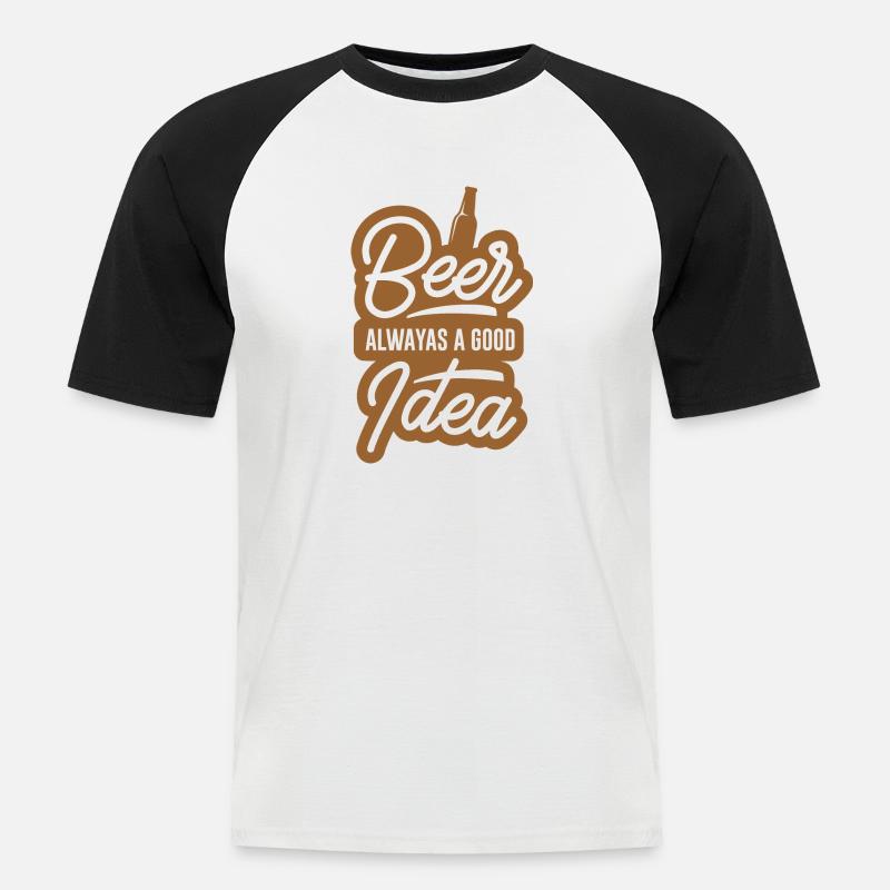 Bier Immer Eine Gute Idee - Männer Baseball-T-Shirt - Weiß/Schwarz