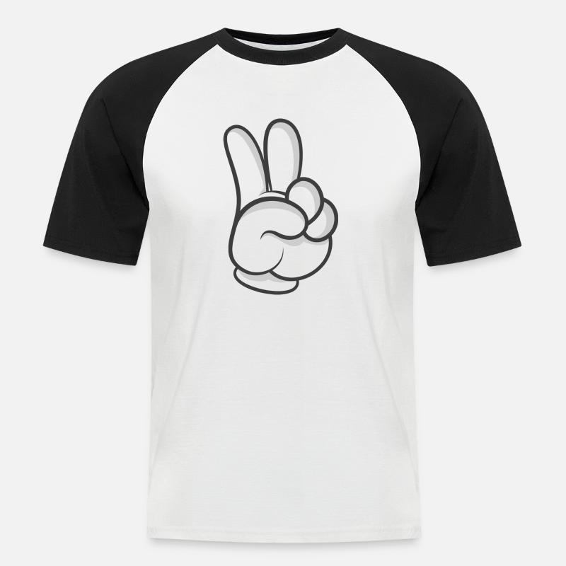 peace zeichen - Männer Baseball-T-Shirt - Weiß/Schwarz