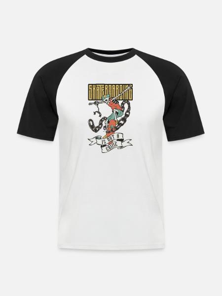 Skateboarden ist kein Verbrechen - Männer Baseball-T-Shirt - Weiß/Schwarz