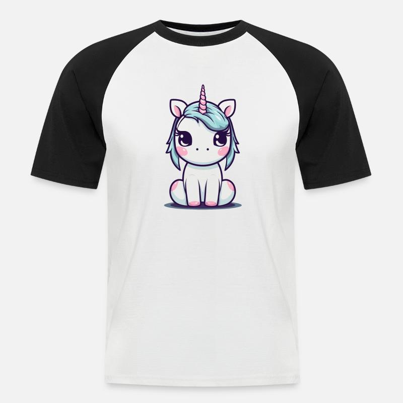 Ein Einhorn - Männer Baseball-T-Shirt - Weiß/Schwarz