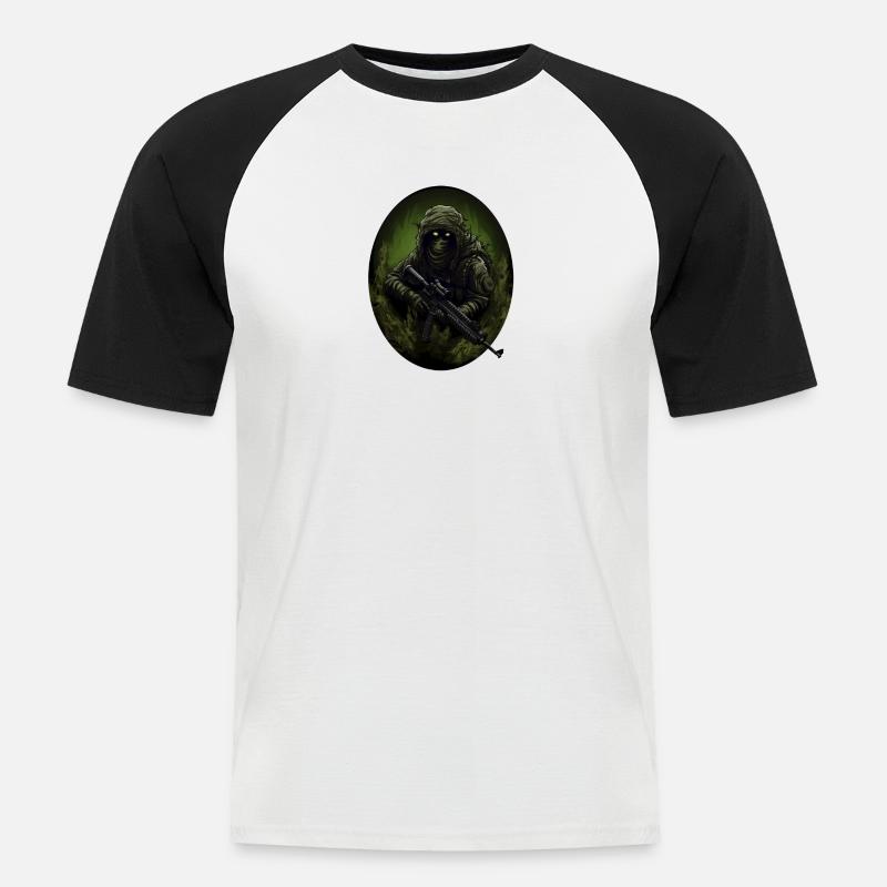 Ghost Warrior Soldat - Männer Baseball-T-Shirt - Weiß/Schwarz