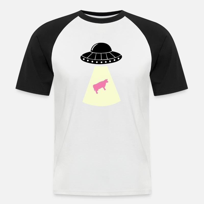 ufo kuh - Männer Baseball-T-Shirt - Weiß/Schwarz