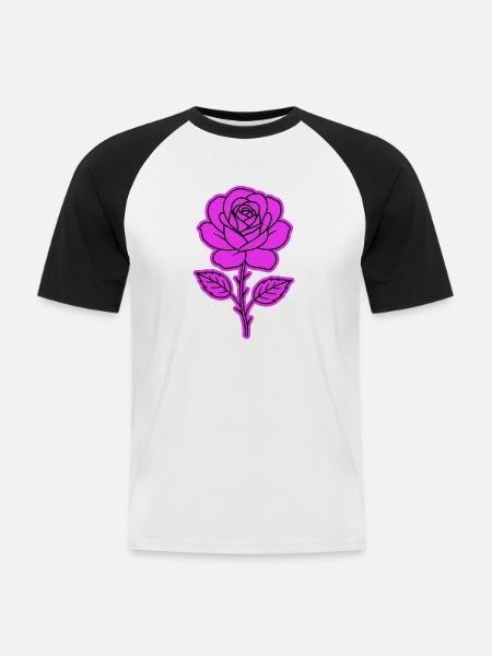 Rose Contour - Men's Baseball T-Shirt - white/black